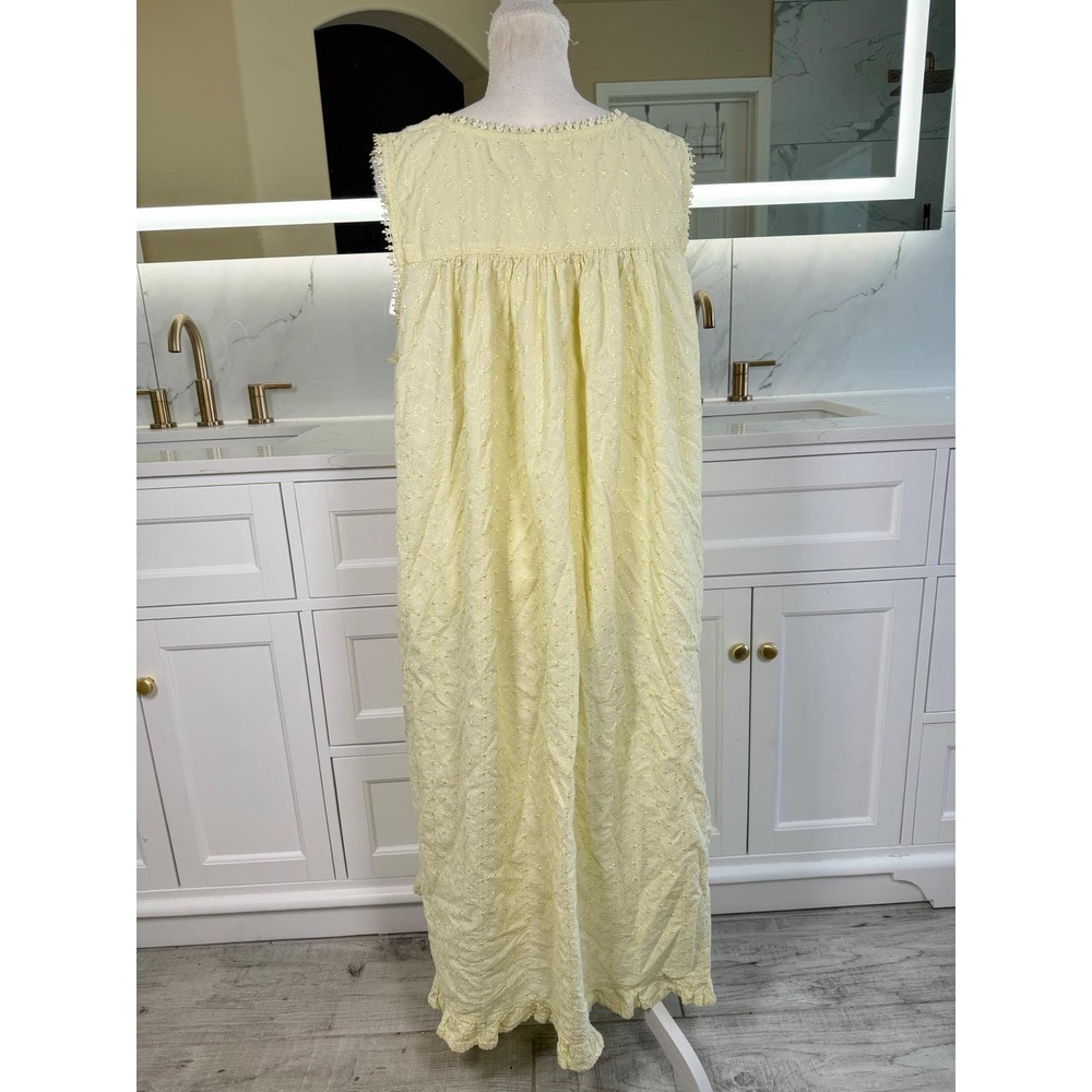 Adonna Nightgown Women XL Yellow Cotton Eyelet Embroidered Ruffle Sleep Gown - Picture 7 of 12